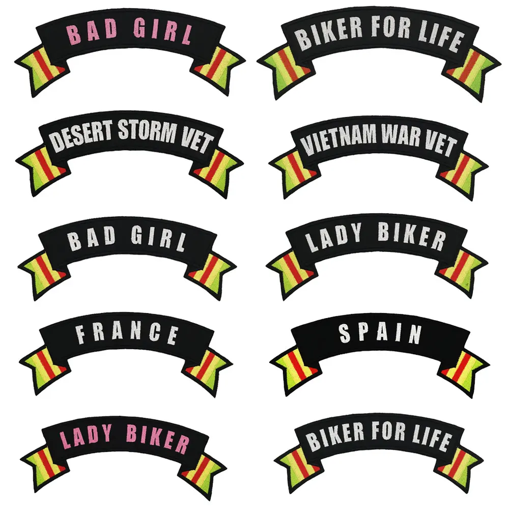 

BAD GIRL LADY BIKER FOR LIFE FRANCE SPAIN Vietnam War Vet Rocker Patch Embroidered