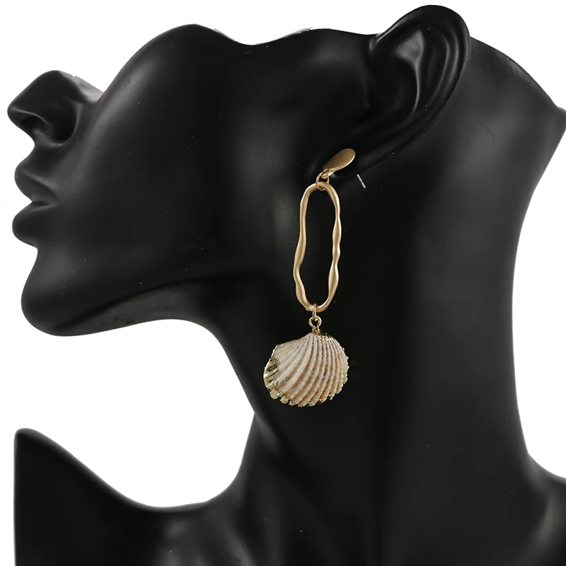 AENSOA Boho Long Shell Hollow Alloy Pendant Statement Drop Earrings Beach Jewelry Unique Design Natural Earrings For Women Gift AENSOA Boho Long Shell Hollow Alloy Pendant Statement Drop Earrings Beach Jewelry Unique Design Natural Earrings For Women Gift