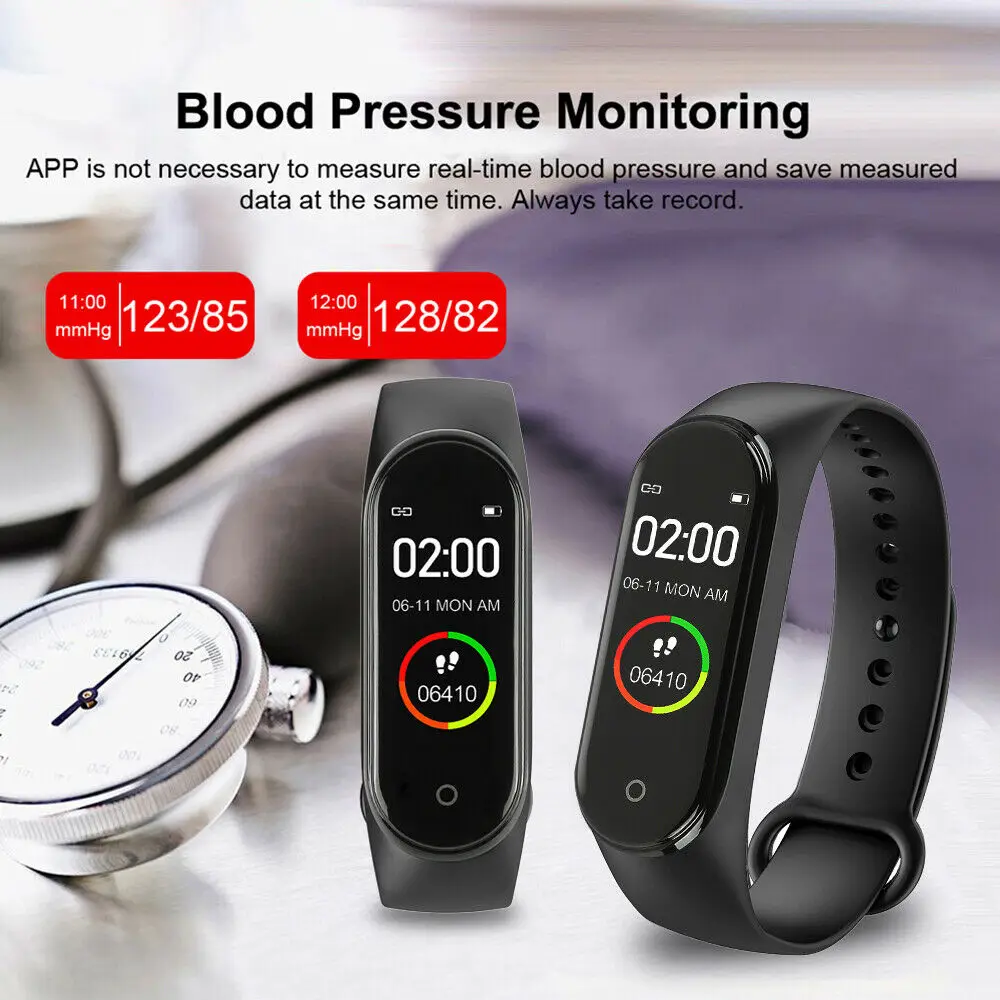 Смарт-часы M4, фитнес-трекер с монитором сердечного ритма и артериального давления, спортивный шагомер, умный браслет для мужчин и женщин для IOS Android
