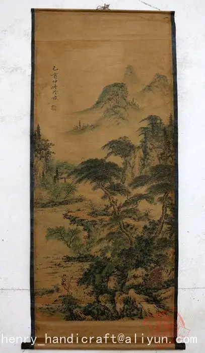 

Antique QingDynasty Hand-painted Chinese calligraphy painting--Landscape 10,decoration murals,crafts /collection & adornment