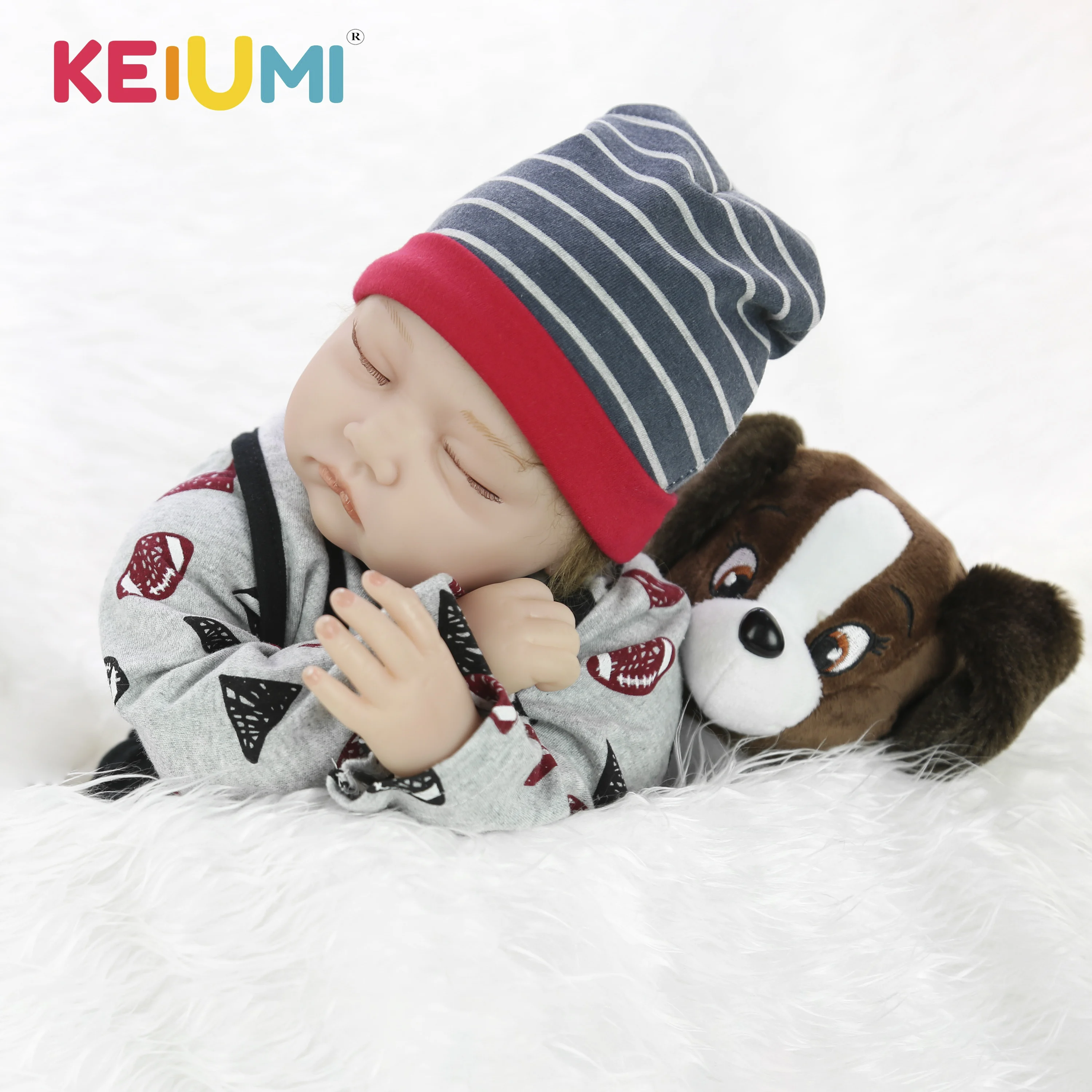 KEIUMI 22 дюйма Реалистичная кукла для новорожденного спящего мальчика мягкая