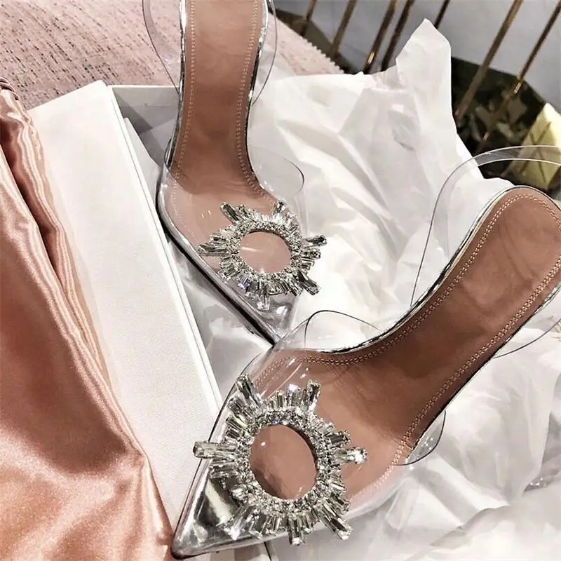 Г., популярные женские летние сандалии с цветочным рисунком Милая женская обувь из прозрачного ПВХ с острым носком г., женские сандалии на высоком каблуке, Sandalias Transparente