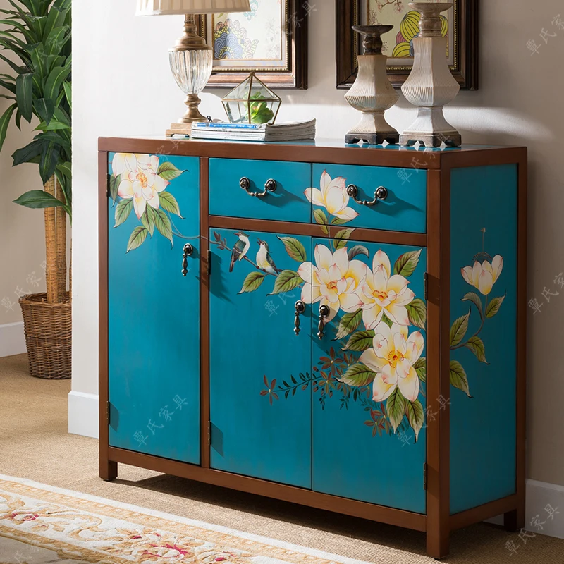 European style shoe cabinet, European style hall cabinet, large capacity vestibule cabinet, Mediterranean hand European style shoe cabinet, European style hall cabinet, large capacity vestibule cabinet, Mediterranean hand