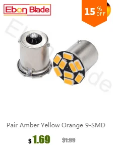 Пара желтый оранжевый 9-SMD 1156 ba15s s25 P21W светодиодный ламп для поворотов освещение Габаритные огни, работающего на постоянном токе 12 В