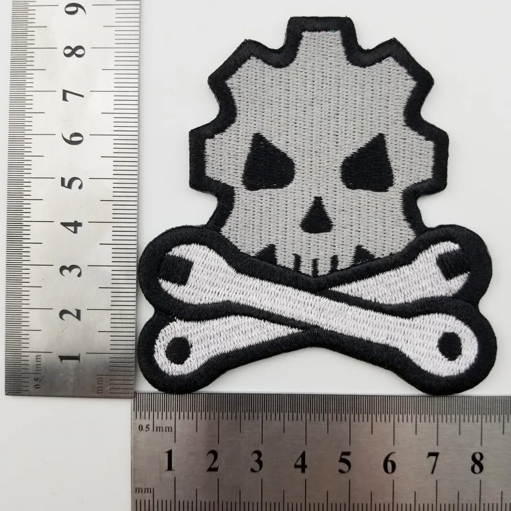 Death Mechanic Morale Embroidered Patch Newest Free Shipping custom design DIY Iron on Clothes (2)