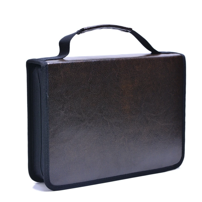 

HOT-School Pencil Case Large 120 Hole Pen Pencil Bag Portable Pu Leather Large Box