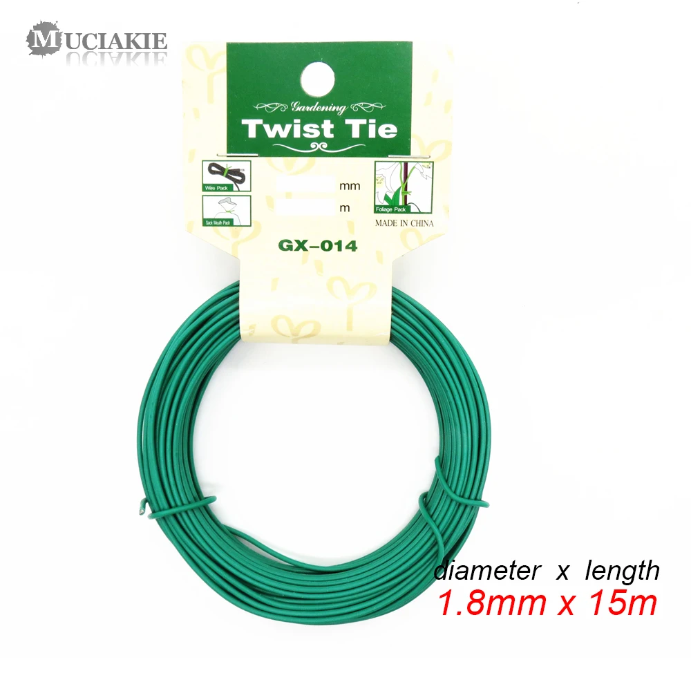 Plant Ties Bonsai Wires 12M/15M Garden Wire Heavy Duty Green Coated Plant Twist Tie for Bonsai Holding Branch