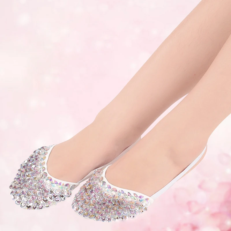 

Girls Rhythmic Gymnastics Half Toe Ballet Pointe Dance Shoes Women Belly India Dance Foot Protection Shoes Half Knitted Socks