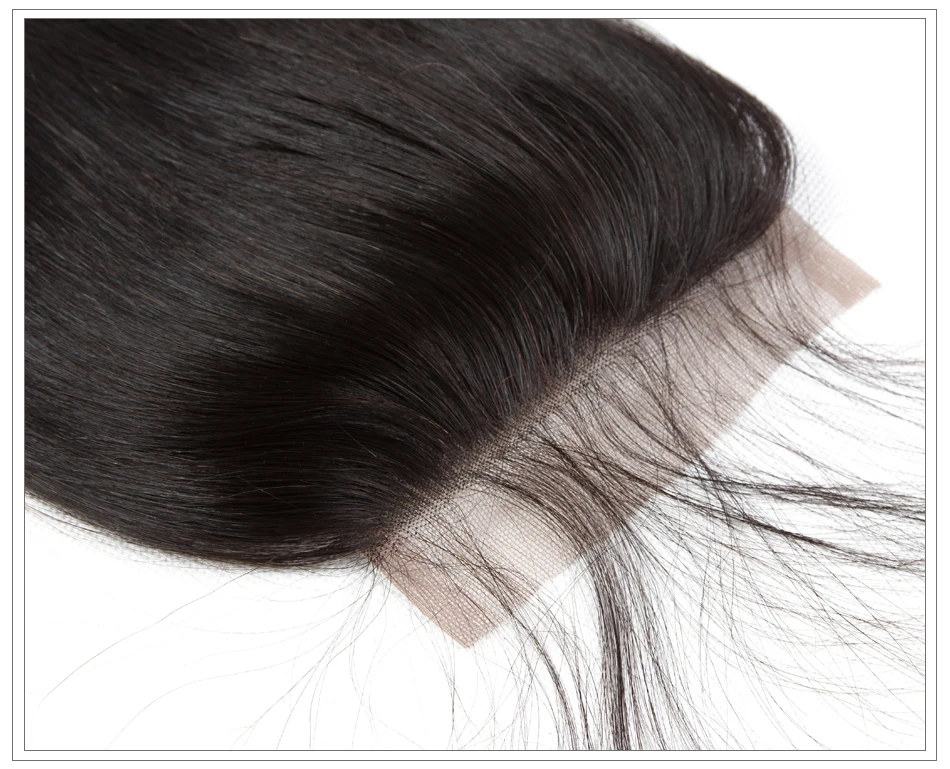 Аманда Малайзия прямые волосы Кружева Закрытие с волосами младенца человеческих волос 4 ''x 4'' часть Remy 8-24 дюймов