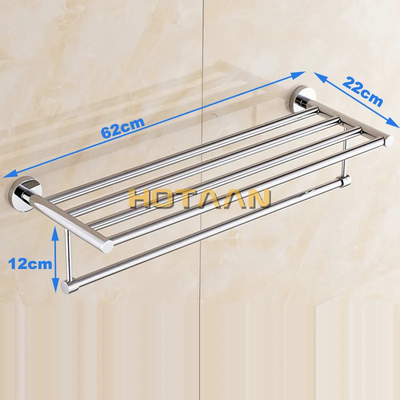 Горячая,, настенный держатель для полотенец для ванной комнаты, хромированная стойка для полотенец, 60 см вешалка для полотенец из нержавеющей стали с крючками
