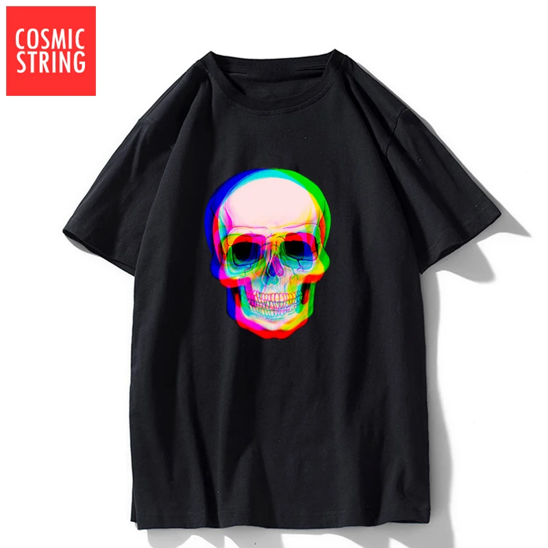 COSMIC STRING top quality 100% cotton men T shirt casual short sleeve cool skull men Tshirtcasual male t-shirt mens tee shirts