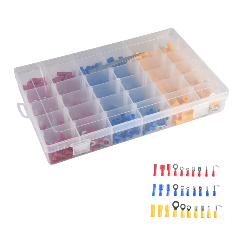 

480Pcs Insulated Crimp Terminals Connector Spade Set Assorted Electrical Wiring Wire Terminal Crimp Connector Kit Butt Sets