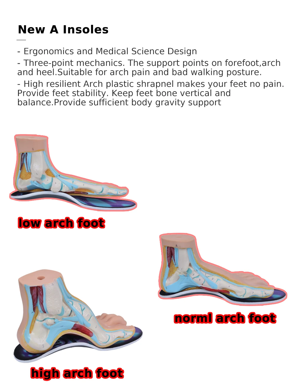 36-48 размер хит продаж высокое качество EVA Flatfoot ортопедические стелька-супинатор 2,5 см ортопедические силиконовые Уход для ног: стельки