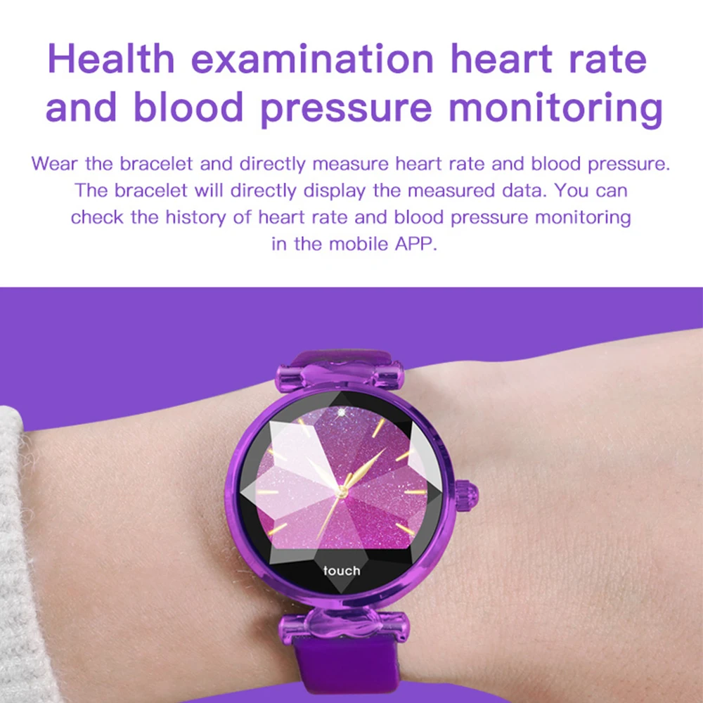  B80 Smart Watch H3 Women Smartwatch Diamond Glass Lady Reloj Blood Pressure PPG Heart Rate Monitor  - 33034699147