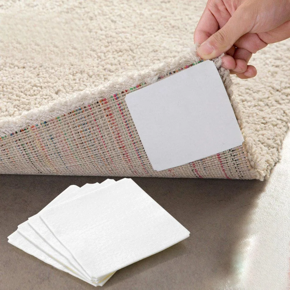 Double-sided Sticky Glue Square Non-woven Fabric Floor Tape 4Pcs Home Anti Slip Rug Carpet Mat Self-adhesive Sticker Pads