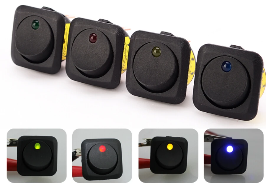 

Universal 12V 25A square switch round key 3pin rocker switch on-off switch