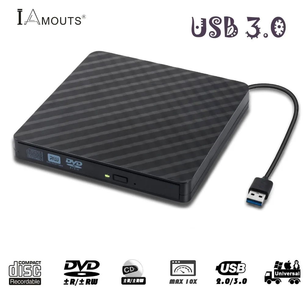 External DVD Burner, iAmotus Portable Ultra Slim USB 3.0 High Speed DVD