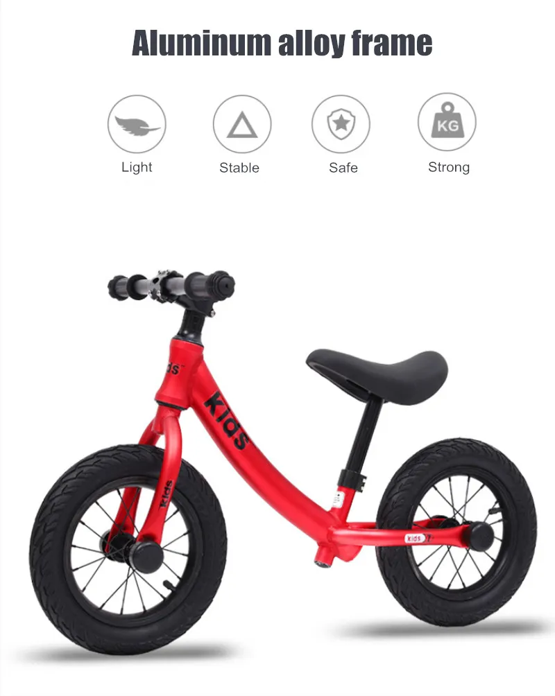 Flash Deal New Push Balance Bike Kids Riding Bicycle Ages 2-6 No-Pedal Learn To Ride Banana Pre Bike With Aluminum Body Pneumatic Tire 5