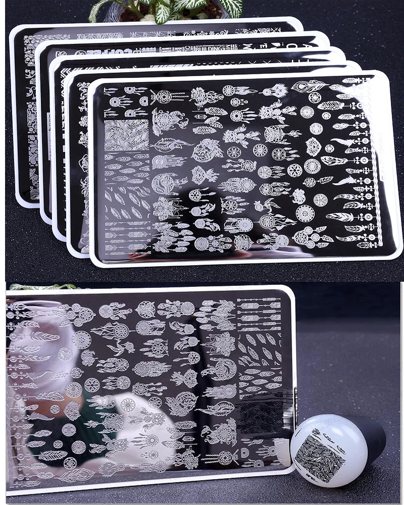 

2018 ZJOY-PLUS Big Template 1 Sheet 14.5*9.5cm Dream Catch Template Nail Art Polish Stamping Plates 3D Stencil For Nails stamp