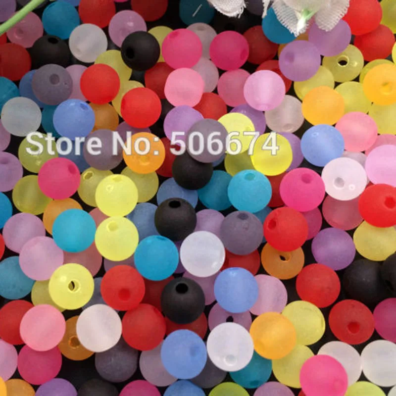 

8mm 100pcs DIY Acrylic bead Frosted Transparent Round for Making necklace bracelet accessories, diy beads for kid gift