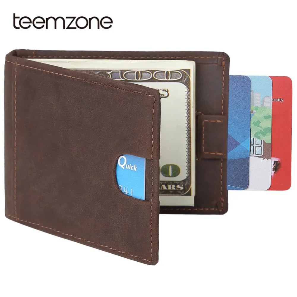 

Teemzone Fashion 2018 Men ID Card Holder Bank Card Case RFID Blocking Wallet New Design Dollar Slim Men Purse Money Wallet K376