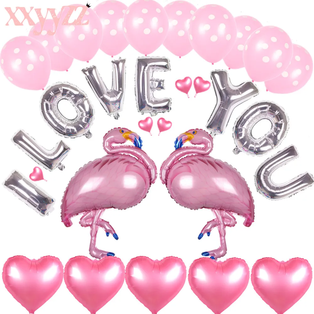 

XXYYZZ Ligatures LOVE Bird Foil Balloon Anniversary Wedding Valentines Birthday Party Decoration Balloon Champagne Surprise