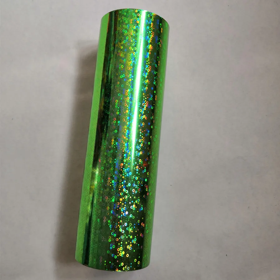 hot-stamping-foil-green-color-small-circle-pattern-holographic-foil-hot-press-on-paper-or-plastic-21cm-x120m-heat-stamping-film