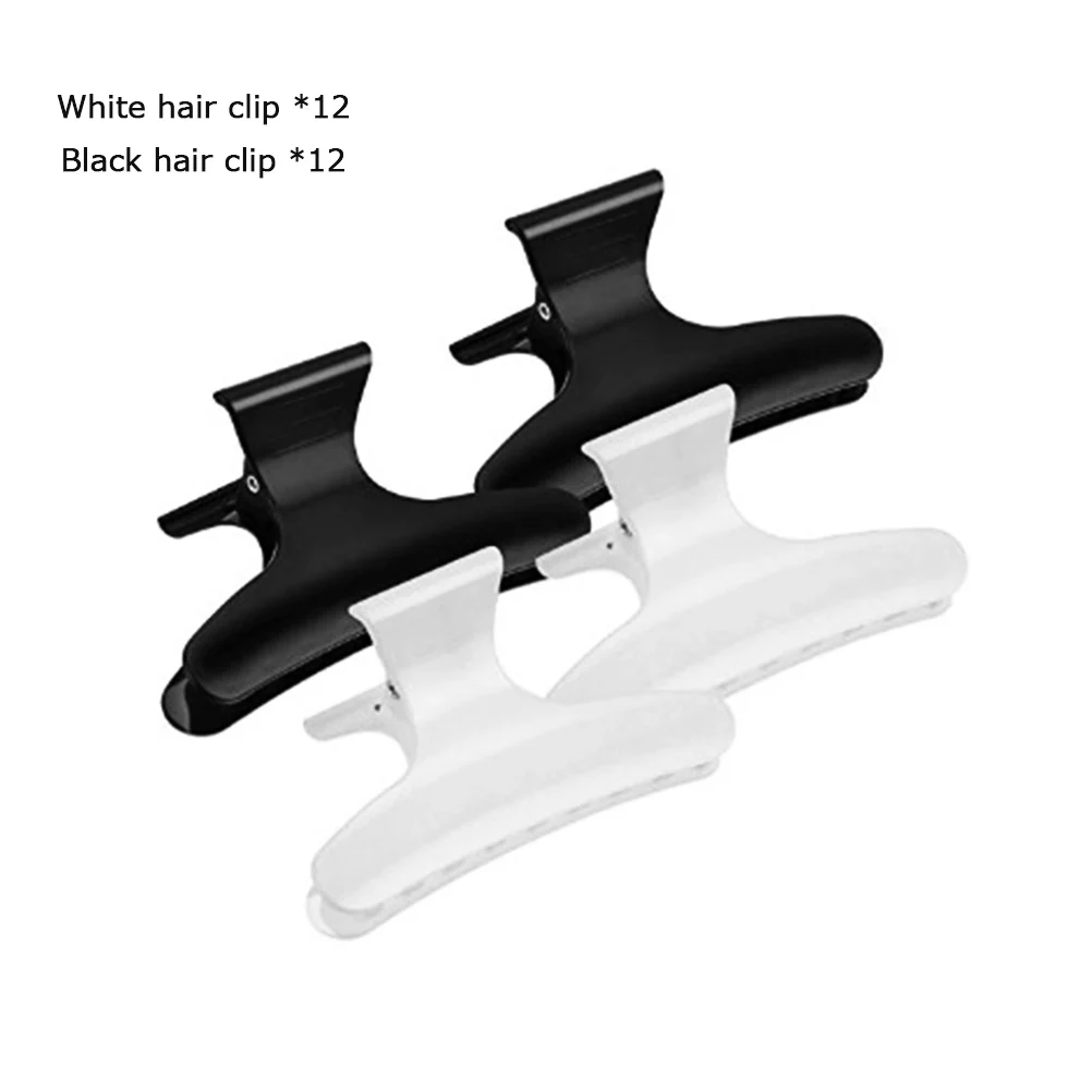 

24 Pcs Black White No trace Butterfly Clamps Non-slip Chic Styling Hair Clips With High-quality Spring for Women Girls