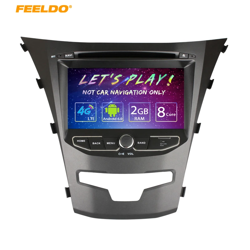 FEELDO " Android 6,0 дюйма(64bit) DDR3 2 г/32 г/4 г LTE Octa Core автомобильный DVD gps радио головное устройство для SsangYong new Actyon/korando