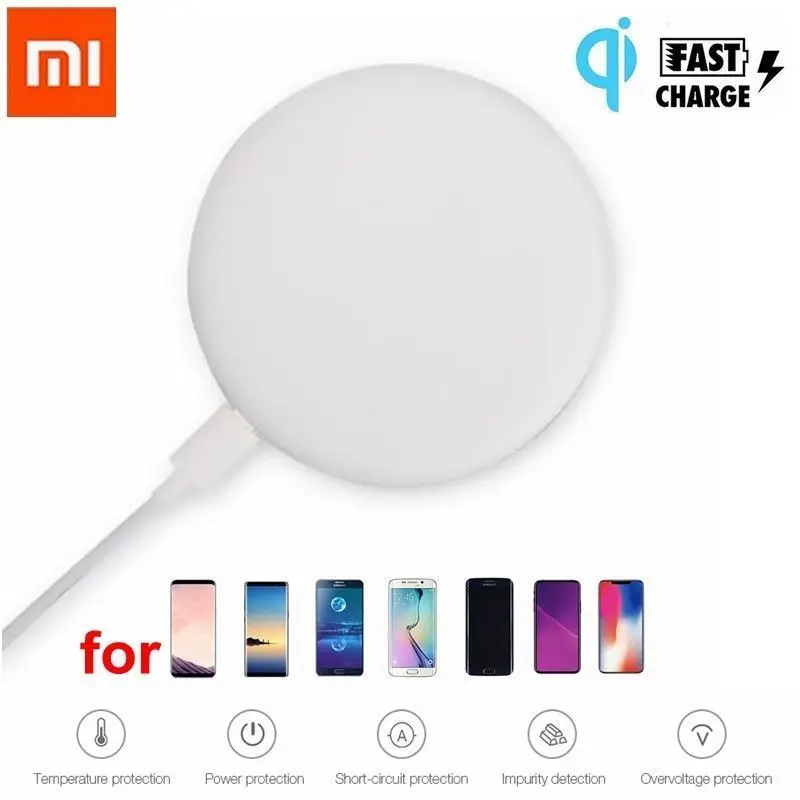 Оригинальное Беспроводное зарядное устройство Xiaomi Mi Qi для смартфонов MIX 2S iPhone X 8