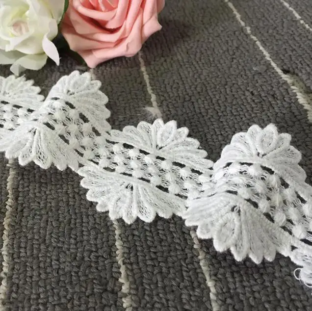 

15Yards Home Fabric Decoration Material White Cotton Water Soluble Lace Trim Embroidery Garment Accessories Width 6cm