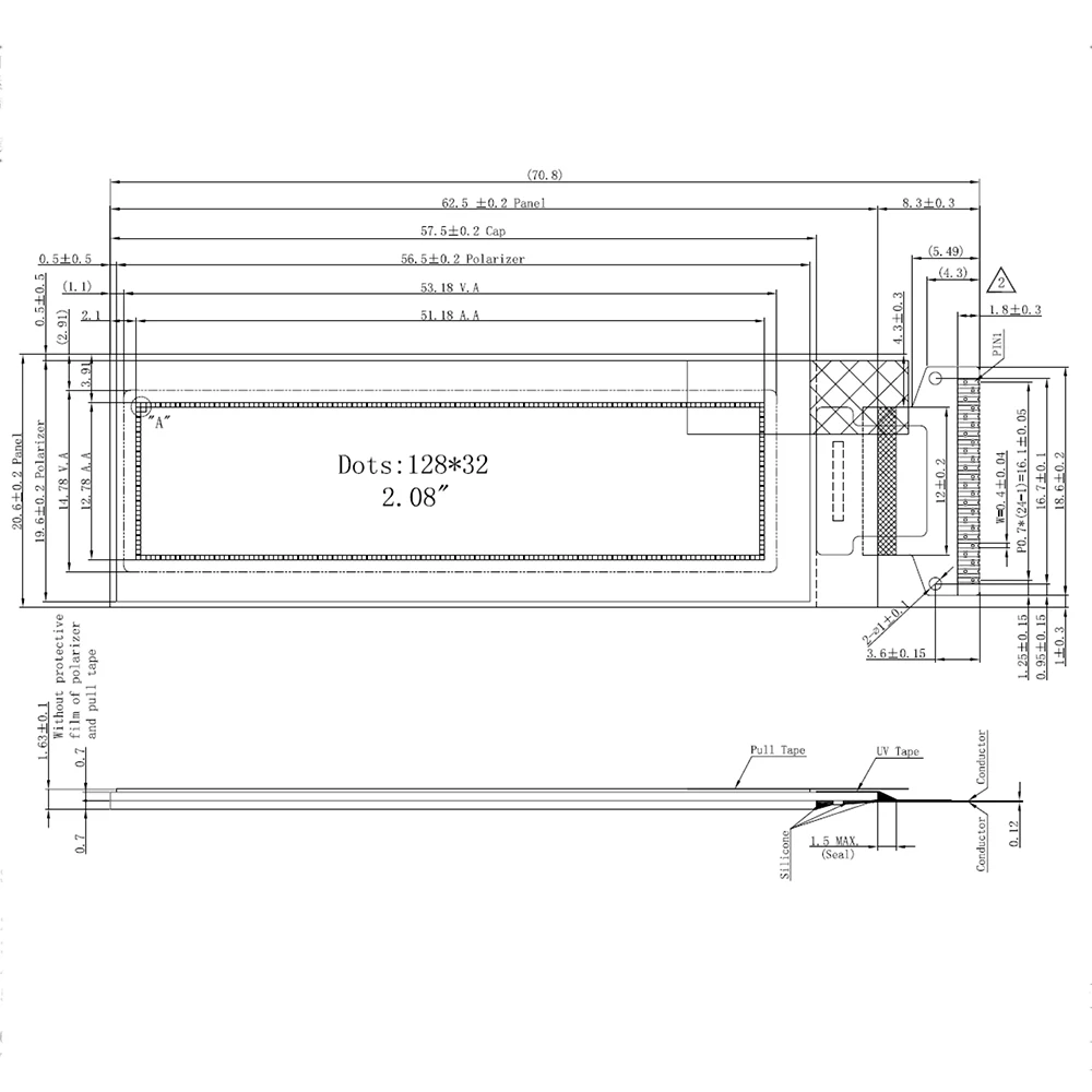 2,08 дюймовый OLED дисплей 128*32 матричный SSD1307 драйвер ЖК-экран OLED экран 12832 зеленый светильник припой 12 В