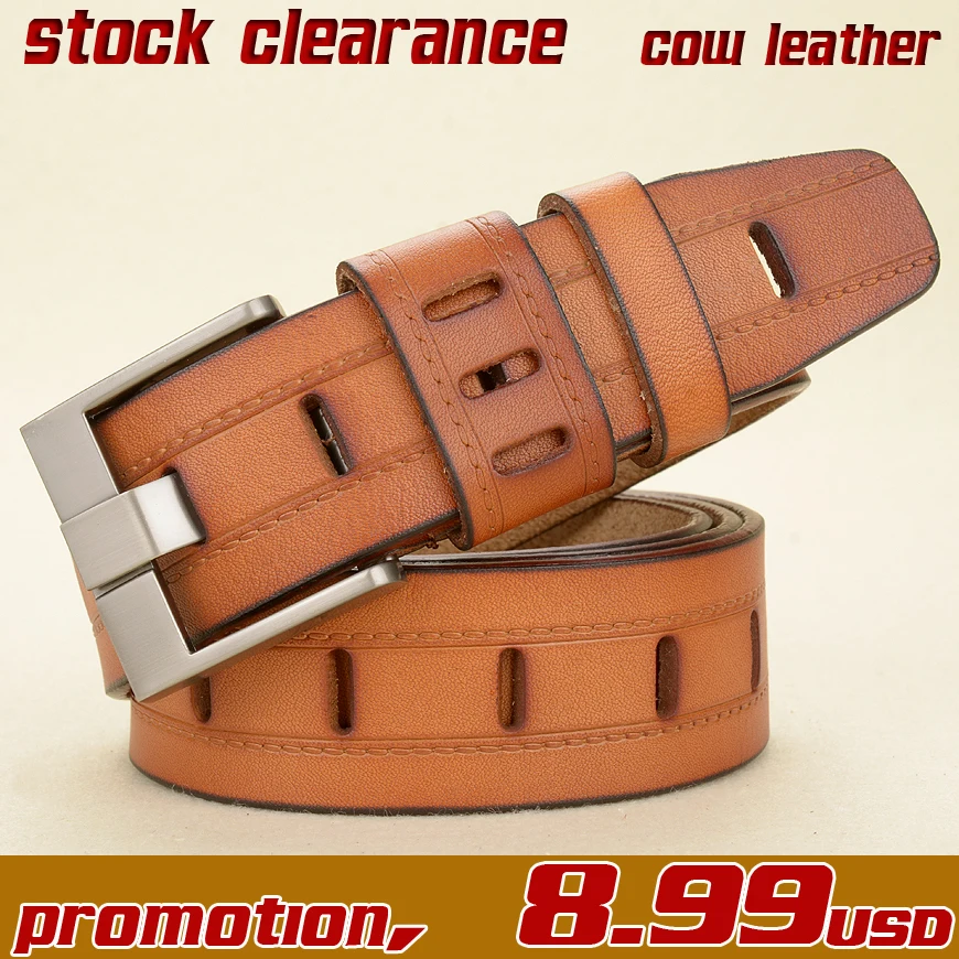 

Drop shipping High Quality Genuine Leather Belts For Men Luxury Cowskin Strap Causal Male Jeans Belt Pin Buckle Waist Cummerbund