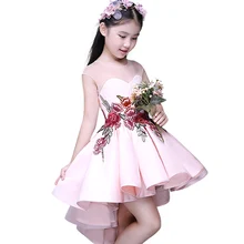 Nouveau Printemps D’été Sans Manches Filles Robes Princesse Brodé Fleur Robe pour les Filles Vêtements D’anniversaire De Noce 5-12yr