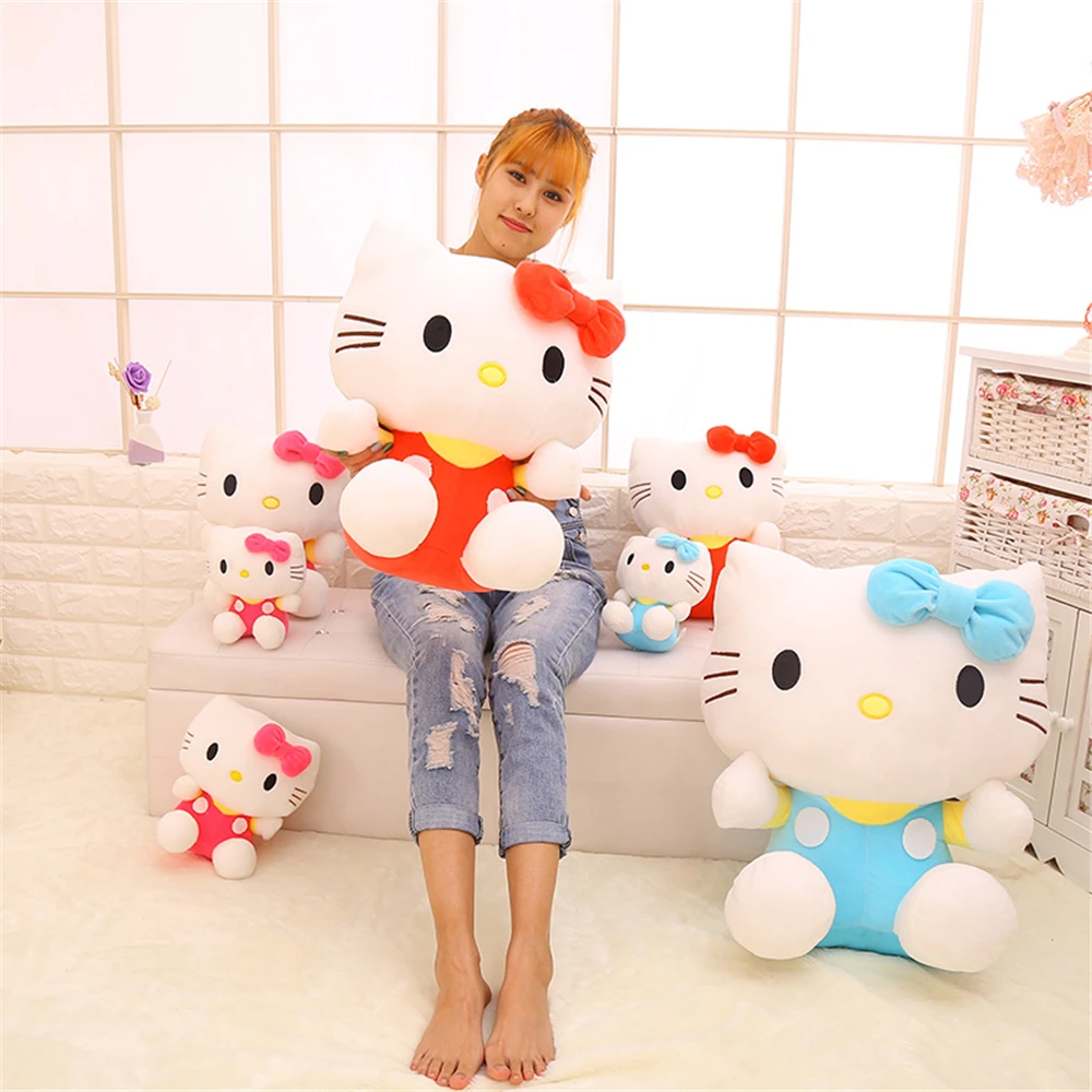 20 см-80 см Высокое качество Кристалл супер мягкий милый hello kitty кукла-плюшевый Кот розовый синий KT кошка детская игрушка девочка подарок на день рождения