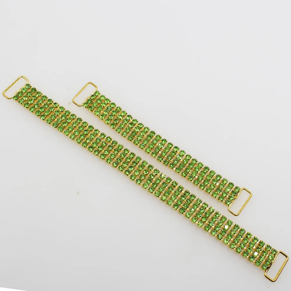 

Fashion new 1pc Crystal Golden Green Rhinestone Bikini Swimwear Connectors/ Buckle crafts Metal Chain Swimwear clothing decorate