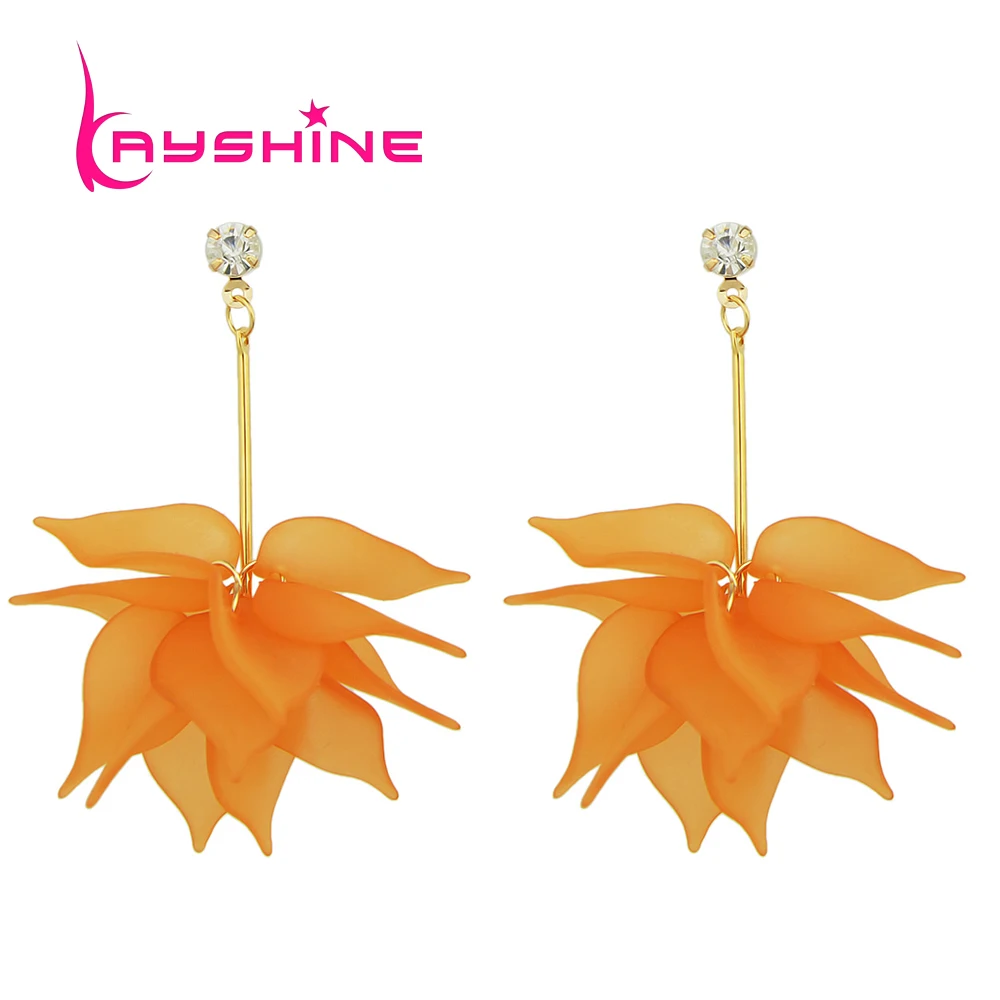 Kayshine Orange White Acrylic Flower Dangle Earrings for Women Party