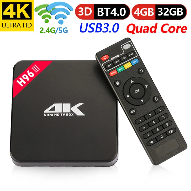 4G 32G H96 III Android 7.1 TV Box RK3328 Quad Core 4K Smart Tv 2.4G/5G WiFi USB 3.0 Bluetooth 4.0 Media Player IPTV set top box 4G 32G H96 III Android 7.1 TV Box RK3328 Quad Core 4K Smart Tv 2.4G/5G WiFi USB 3.0 Bluetooth 4.0 Media Player IPTV set top box