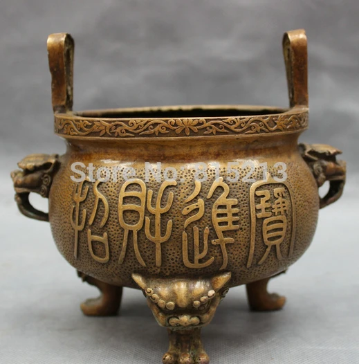 

bi0011662 Chinese Bronze Buddhism Wealth Lion Head Statue Incense Burner Censer