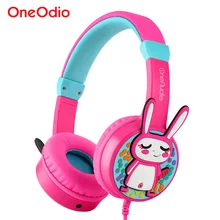 Oneodio Portable Kids Headphones Cute 3D Rabbit 85dB Safety Children Over Ear Headset With Adjustable Headband