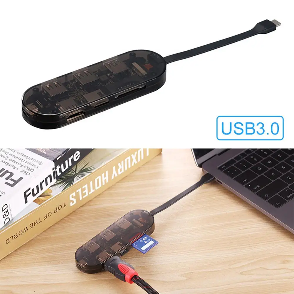 

HOT Portable Type-C Multi-port Hub USB 3.0 HDMI SD TF Card Reader OTG Converter