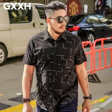 Прилив бренд большой размер Мужская свободные мужской рубашка с короткими рукавами Британский решетки плюс жир плюс размер рубашка с короткими рукавами 2XL-7XL