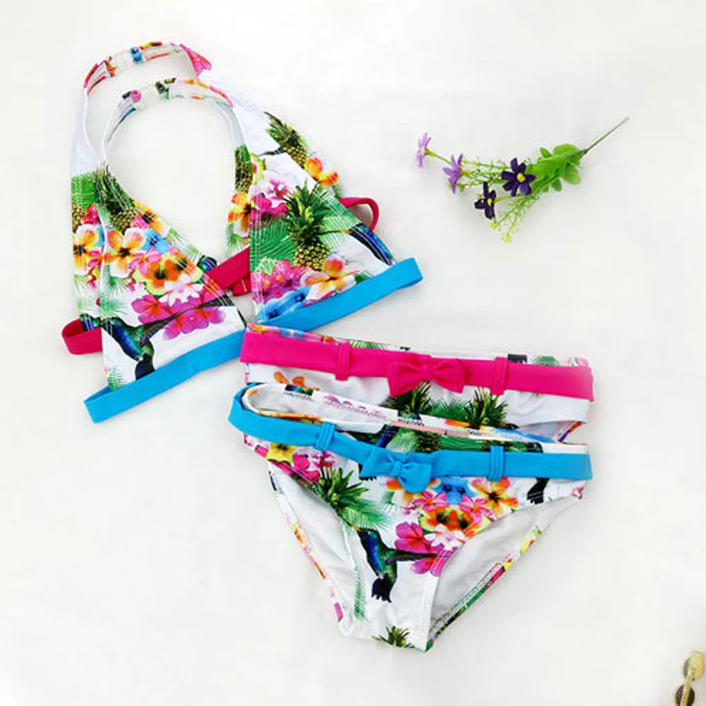 

Children's Swimwear Sport Summer Kids Baby Girls Floral Two Pieces Swimwear Swimsuit Bikini Bathing Outfits Suits Beachwear T9#