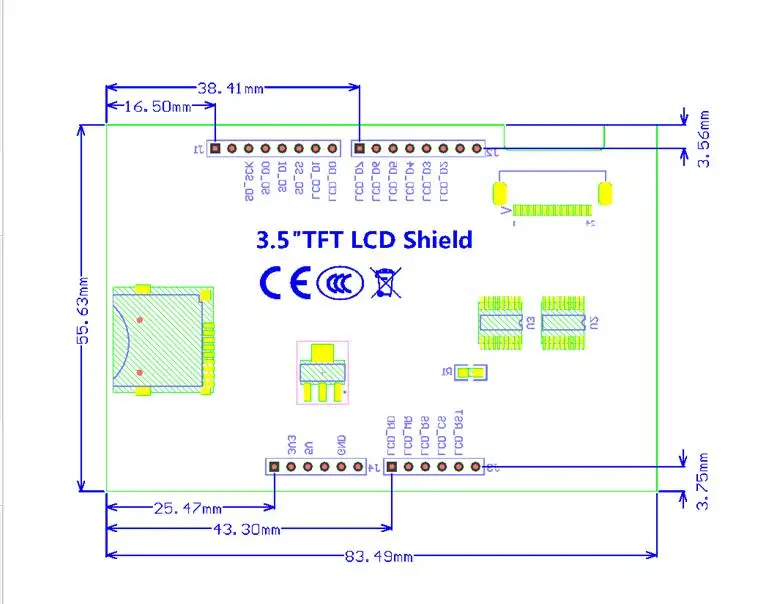 atmega2560 tft lcd free sample