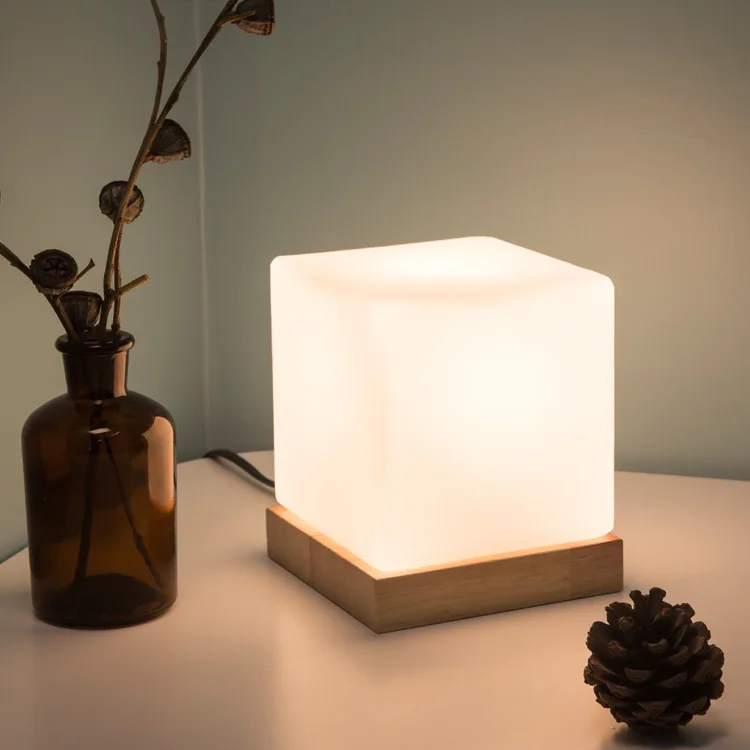 Led Quad Glass Table Lamp Bedroom Bedside Table Light Ice