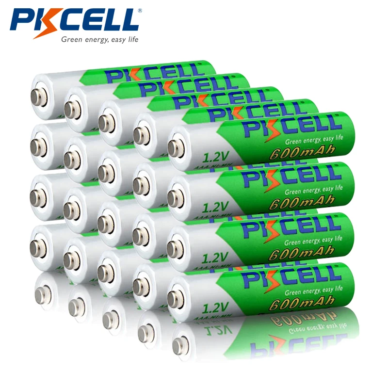 20 шт PKCELL перезаряжаемый 1,2 V 600mAh AAA NIMH LSD Предварительно заряженный аккумулятор батареи для фонарей дистанционного управления