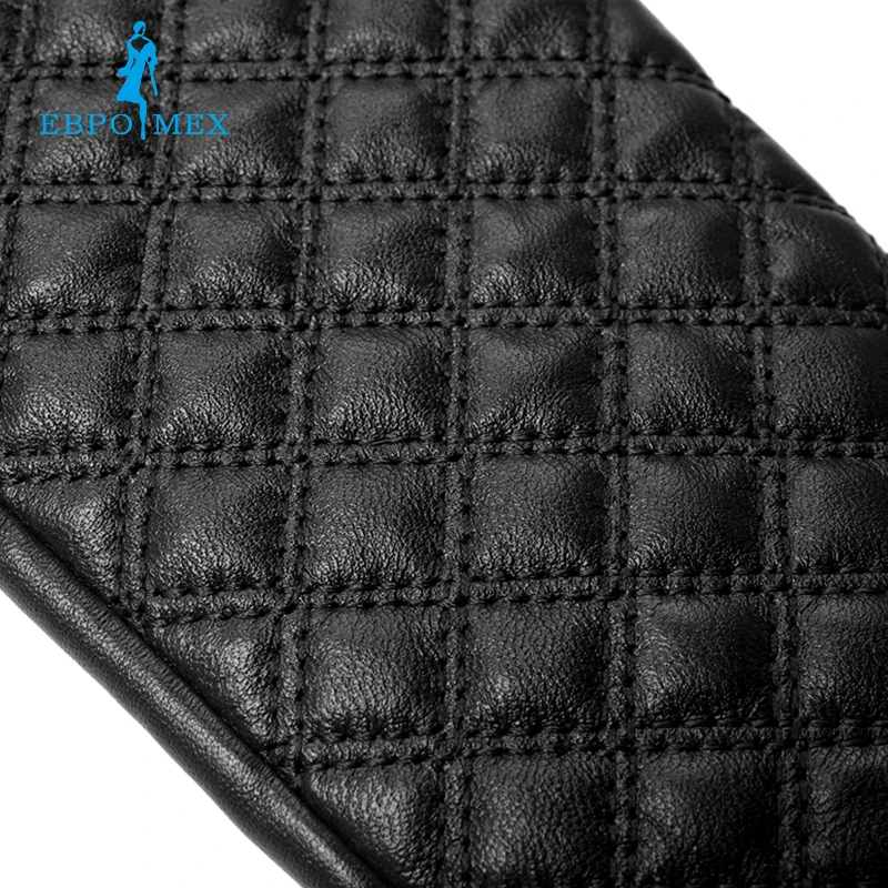  Fashion Style long leather gloves,goat skin,Adult,Genuine Leather,Warm lined,Black leather gloves,Women matte leather gloves