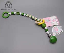 Miyocar индивидуальное-любое имя прекрасный зеленый деревянные бусины с милый кролик коляска очарование коляски, игрушки, детские погремушки