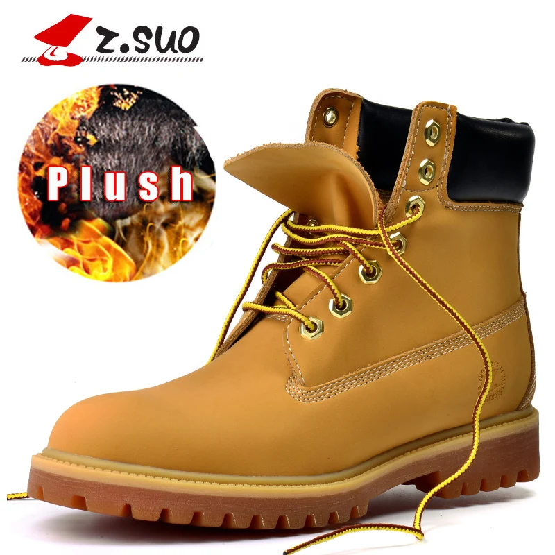 

z.suo 2017 Designer Luxury Brand Plush Fur Retro Mens Boots Warm Winter Casual Lace-Up Shoes Fashion Rubber Men Boots size 39-45