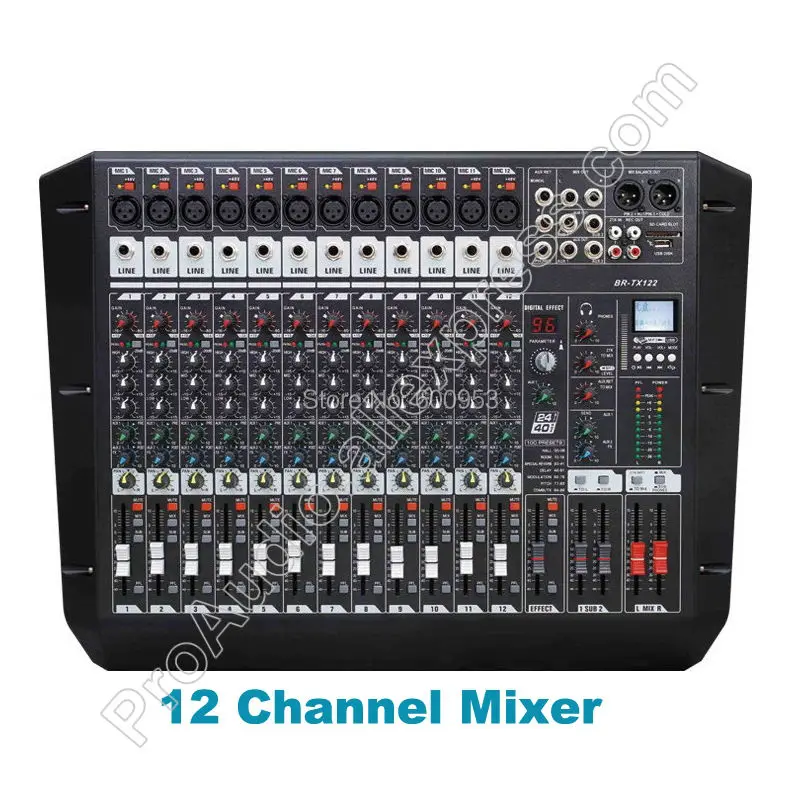 

MICWL Professional 12 Channel Double Group Audio Sound Mixer Mixing Console with DSP AUX 48V USB TX122